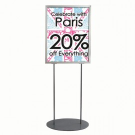 Oval Floor Stand 22"w x 28"h Poster Size Silver, Double Sided