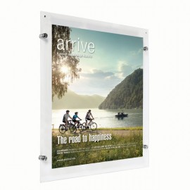 Wall Mount Clear Acrylic Frame with Standoff Hardware and Magnets for 22" x 28" Poster Size