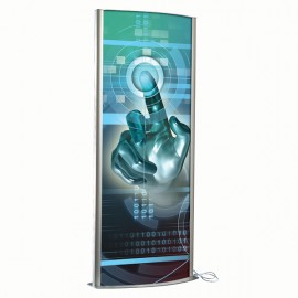 Kiosk 27"w x 67"h Poster Size Silver, Double Sided, With Light, Snap Open Poster Change