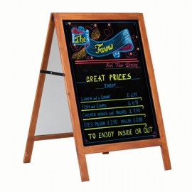 Wooden A-frame with Black Chalk Board 23-3/5" x 31-1/2" Writeable Area