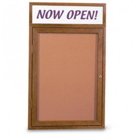 18 x 24" Single Door w/ Header Indoor Wood Enclosed Corkboard