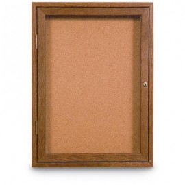 18 x 24" Single Door Illuminated Indoor Wood Enclosed Corkboard