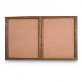 48 x 36" Double Door Illuminated Indoor Wood Enclosed Corkboard