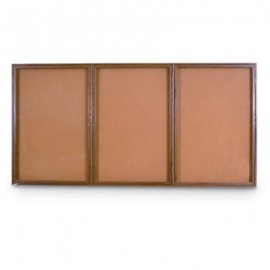 72 x 36" Triple Door Standard Indoor Wood Enclosed Corkboard