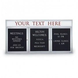 72 x 36" Triple Door Standard Outdoor Enclosed Letterboard w/ Illuminated Header