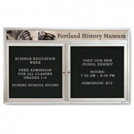 60 x 36" Double Door Indoor Enclosed Letterboard w/ Illuminated Header