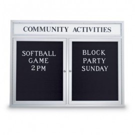 48 x 36" Double Door Outdoor Enclosed Letterboard w/ Header