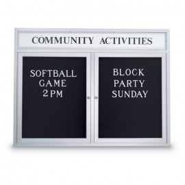 48 x 36" Double Door Outdoor Enclosed Letterboard w/ Illuminated Header