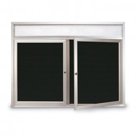 60 x 36" Double Door Outdoor Enclosed Letterboard w/ Illuminated Header