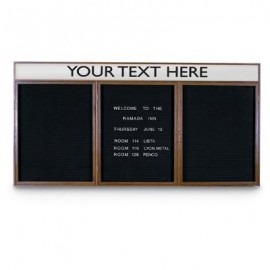 72 x 36" Triple Door Indoor Wood Enclosed Letterboard Illuminated w/ Header