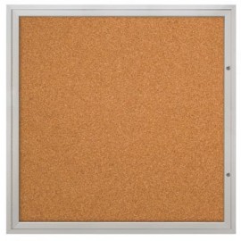 48 x 48" Double Door Illuminated Indoor Enclosed Corkboards