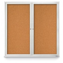 48 x 48" Double Door Standard Indoor Enclosed Corkboards