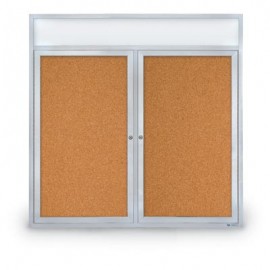 48 x 48" Double Door with Illuminated Header Indoor Enclosed Corkboards