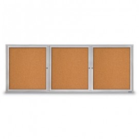 96 x 36" Triple Door Standard Indoor Enclosed Corkboards