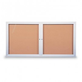 60 x 36" Double Door Illuminated Indoor Enclosed Corkboards