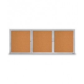 96 X 36" Triple Door Illuminated Outdoor Enclosed Corkboards