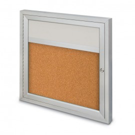 36 x 36" Single Door with Illuminated Header Outdoor Enclosed Corkboards