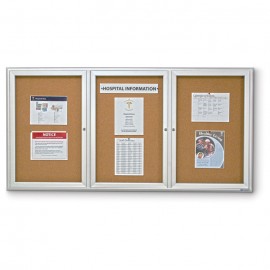 72 x 48" Triple Door Radius Corner- Indoor Enclosed Corkboard