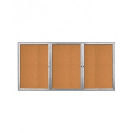 96 x 36" Triple Door Radius Frame- Indoor Enclosed Corkboard