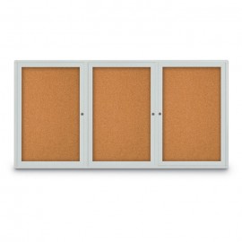72 x 36" Triple Door Radius Corner- Indoor Enclosed Corkboard