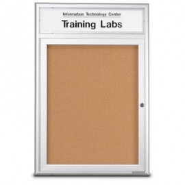 48 x 36" Single Door w/ Illuminated Header 4" Radius Frame Enclosed Corkboard