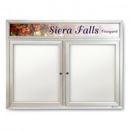 42 x 32" Double Door Indoor Enclosed Dry/Wet Erase Board w/ Header