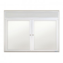 42 x 32" Double Door Standard Radius Indoor Standard Radius Enclosed Dry/Wet Erase Board w/ Header