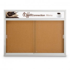 48 x 36" Sliding Glass Door Corkboards with Traditional Frame w/ Illuminated Header