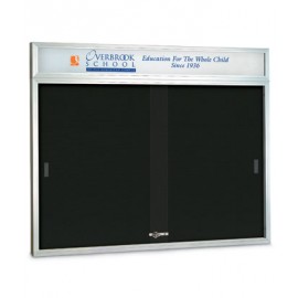 48 x 36" Sliding Glass Door Enclosed Letterboard W/ Header