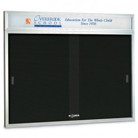 96 x 36" Sliding Glass Door Enclosed Letterboard W/ Header