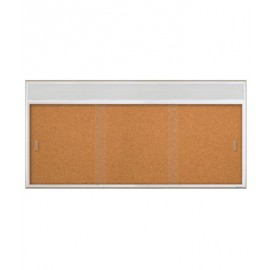 96 x 36" Sliding Glass Corkboards with Radius Frame w/ Header